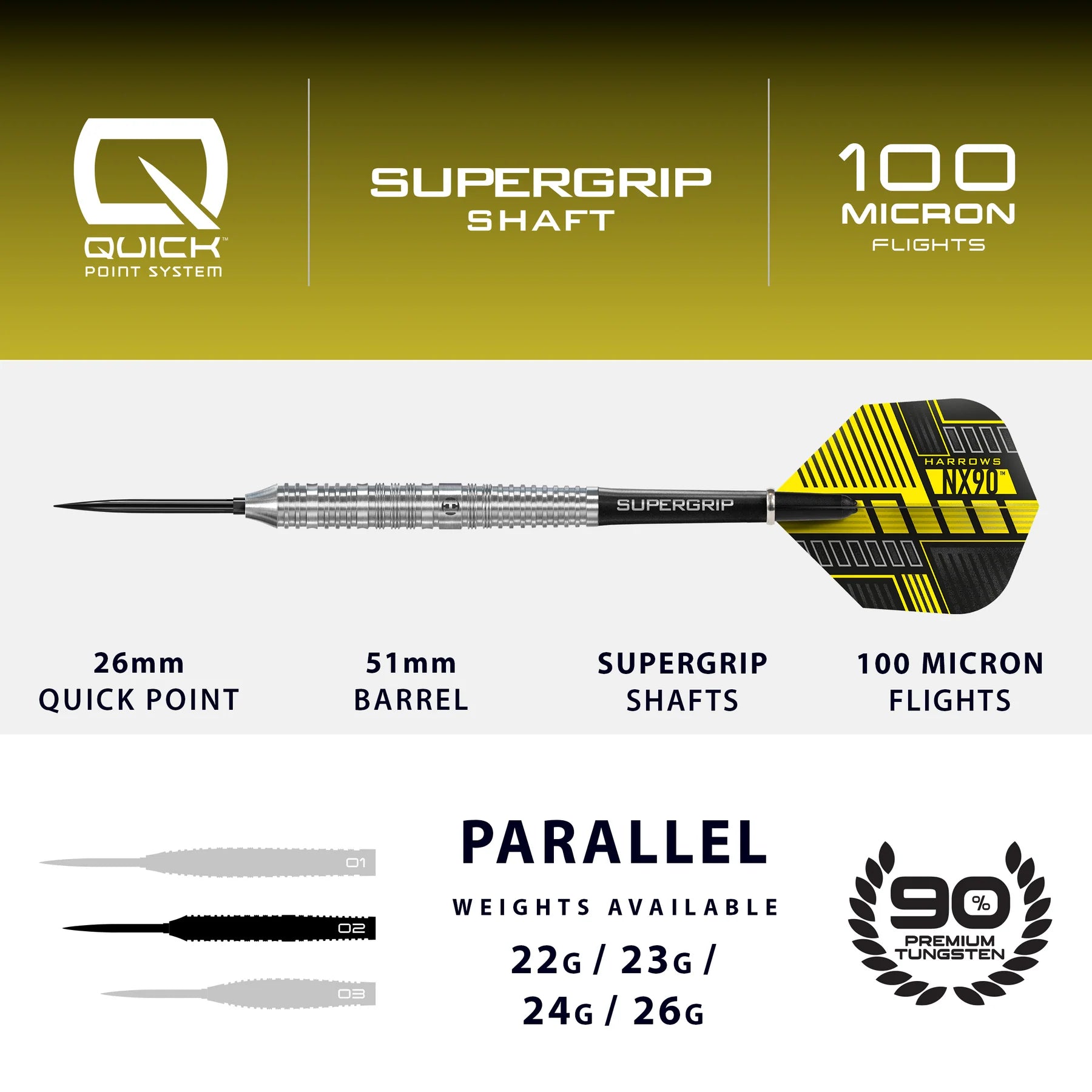 HARROWS NX90 PARALLEL 90% QP DARTSTIKAT
