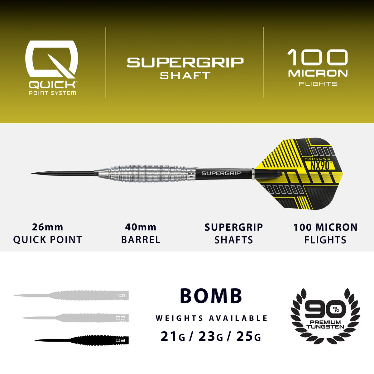 HARROWS NX90 BOMB 90% QP DARTSTIKAT