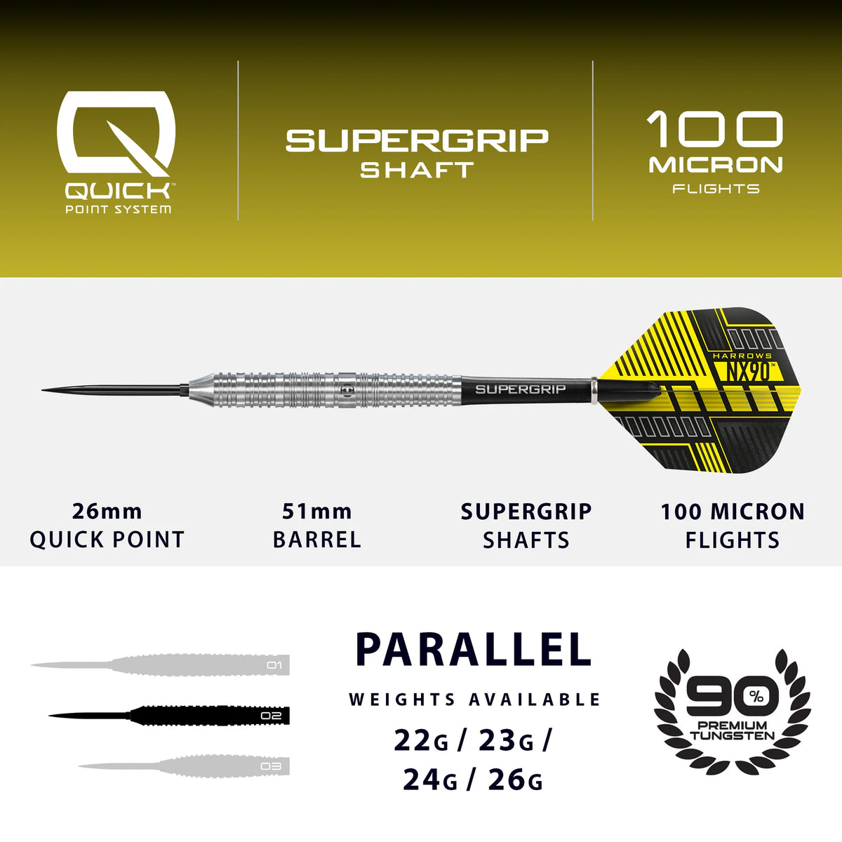 HARROWS NX90 PARALLEL 90% QP DARTSTIKAT