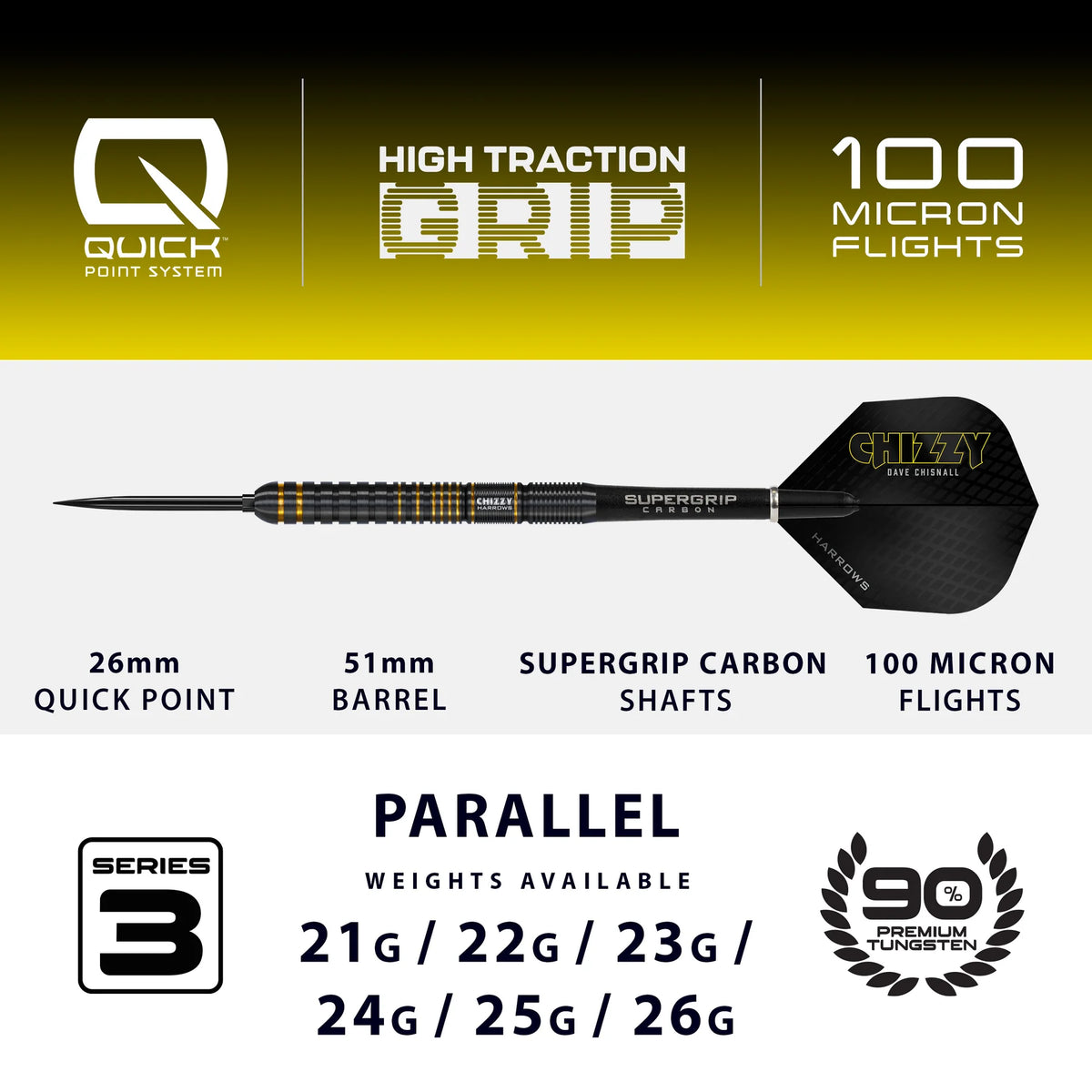 HARROWS CHIZZY SERIES 3 90% QP DARTSTIKAT