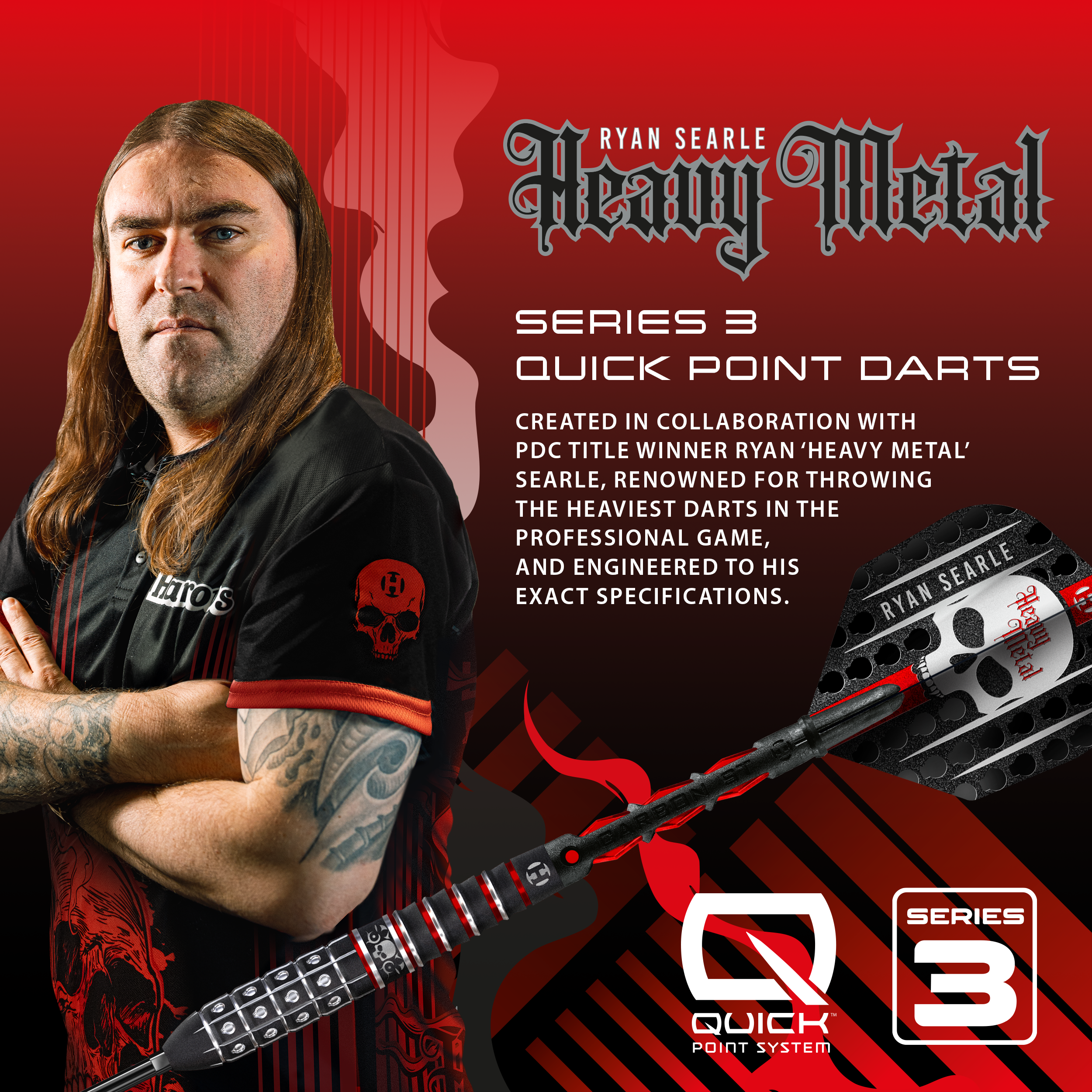 HARROWS RYAN SEARLE 90% SERIES 3 QUICK POINT DARTSTIKAT