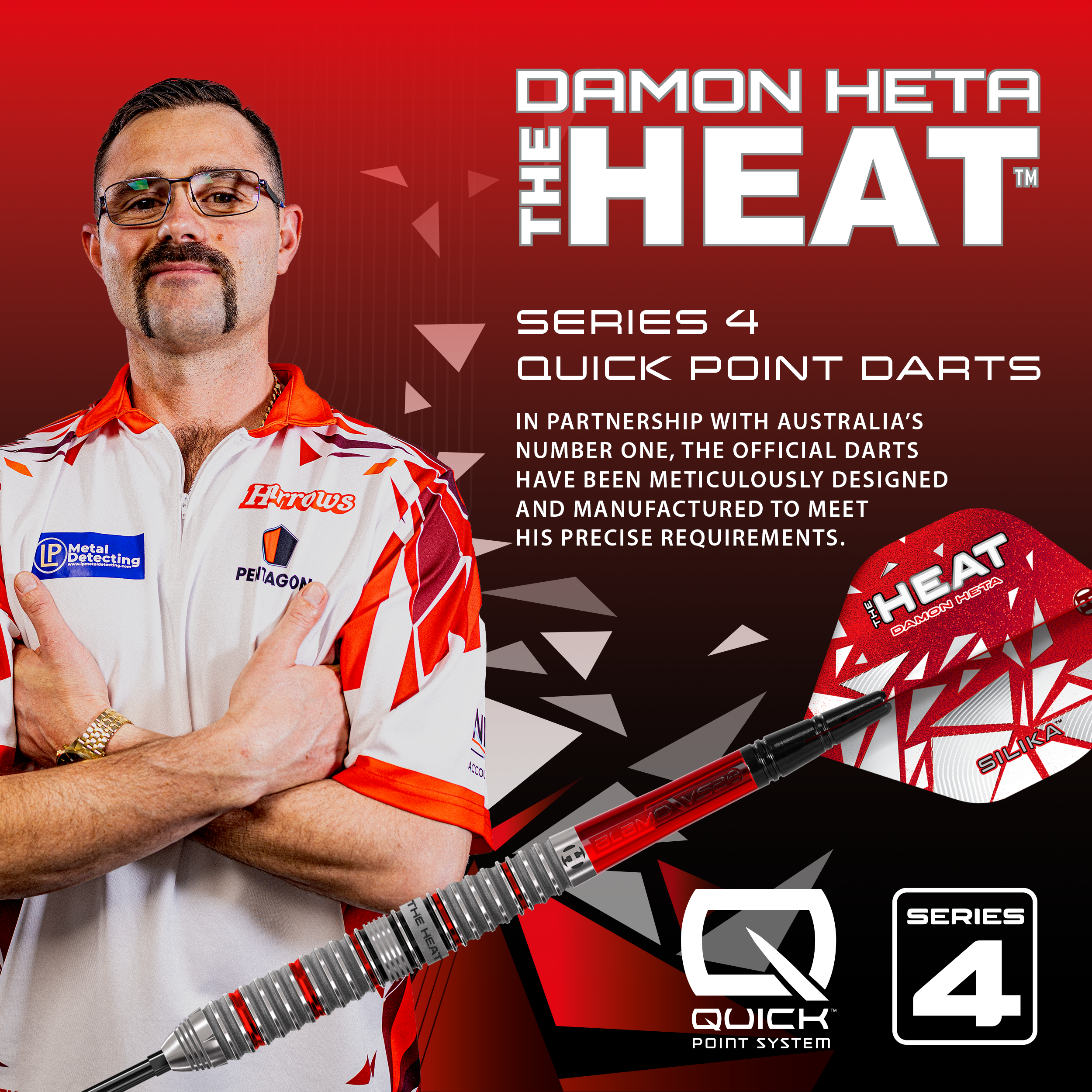 Harrows Damon Heta 90% Series 4 Quick Point dartstikat