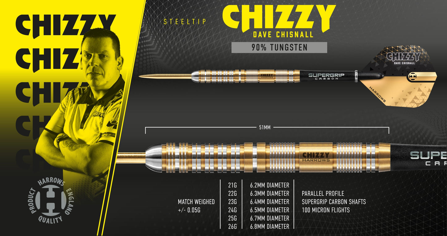 Harrows Dave Chisnall Gold 90% Tungsten - Dartshop Zaanstad Harrows Dave Chisnall Gold 90% Tungsten - Dartshop Zaanstad