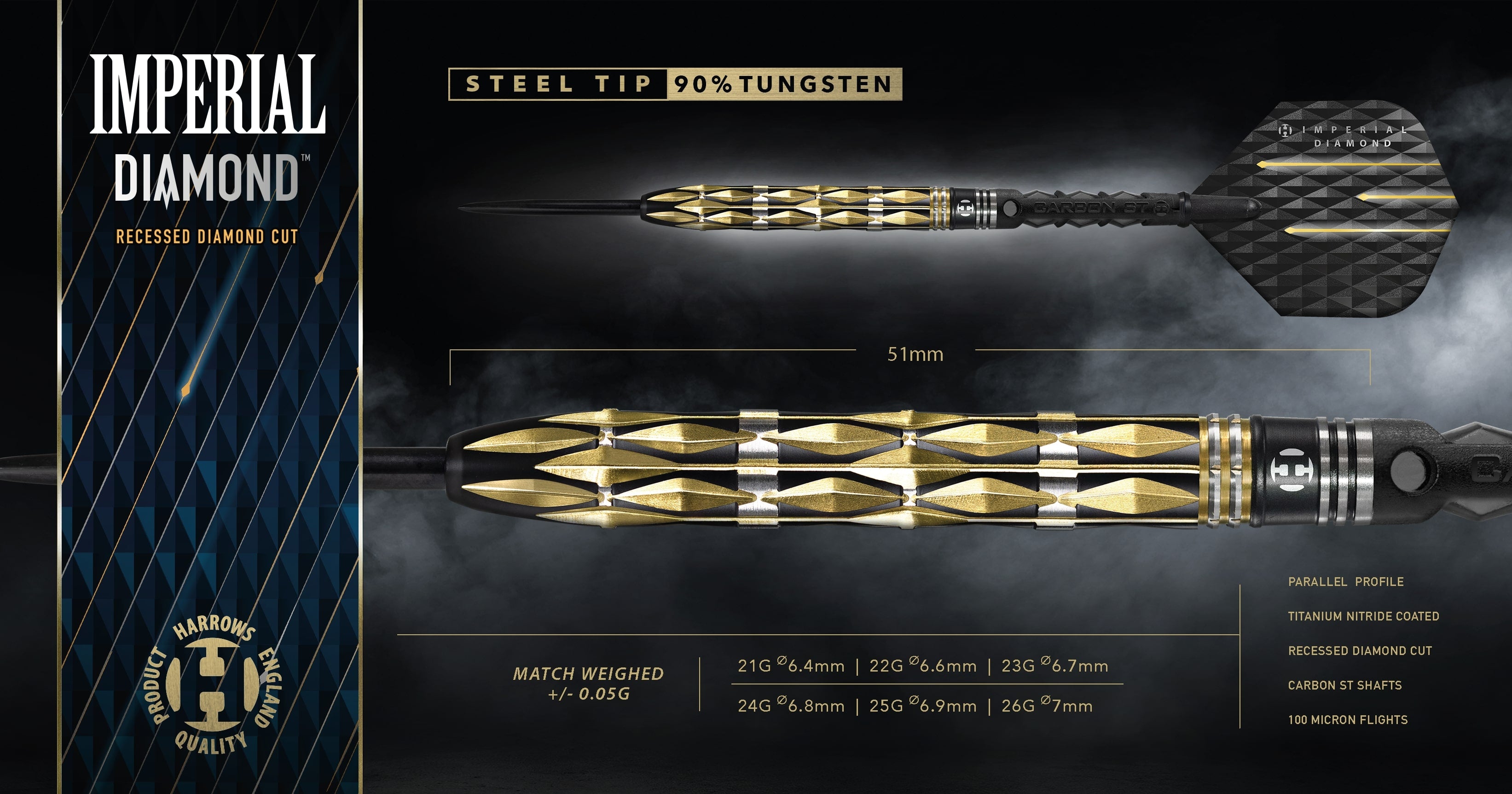 Harrows Imperial Diamond 90 Tungsten Dartstikat Harrows Darts Harrows Imperial Diamond 90 Tungsten Dartstikat Harrows Darts