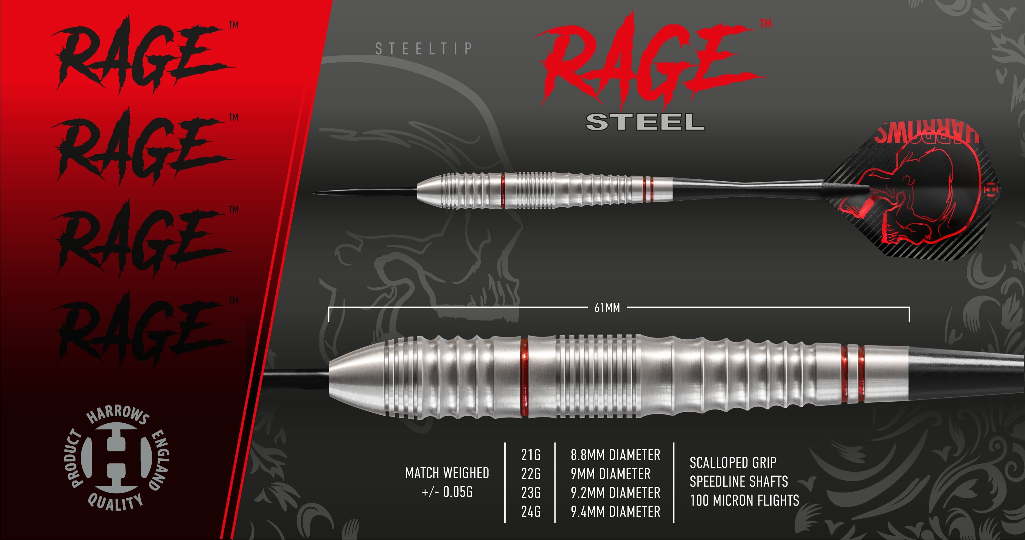 Harrows Rage dartstikat