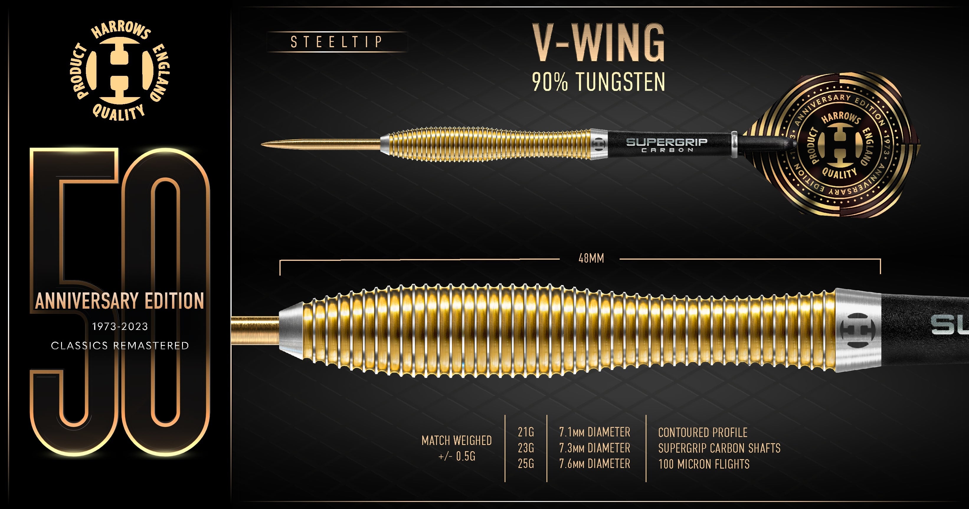 Harrows V-Wing 90% Tungsten dartstikat